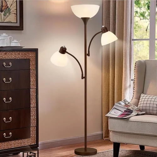 Vista 13 de Luvkczc Lámpara de pie de 72 pulgadas con mesa, luces de lectura ajustables, lámparas de pie modernas para sala de estar, dormitorio, oficina, Marrón