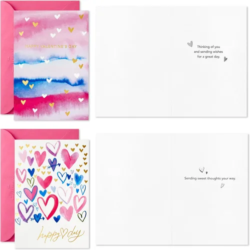 Vista 4 de Hallmark - Tarjetas para el día de San Valentín, paquete surtido de 36 unidades (acuarela de lámina dorada)