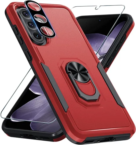 Vista 23 de Janmitta Funda compatible con Samsung Galaxy A14 5G con protector de pantalla + protector de lente de cámara, funda resistente de servicio pesado