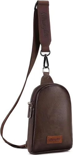 Vista 33 de Wrangler Bolso bandolera pequeño para mujer, bolsos cruzados de cuero *Clásico-marrón