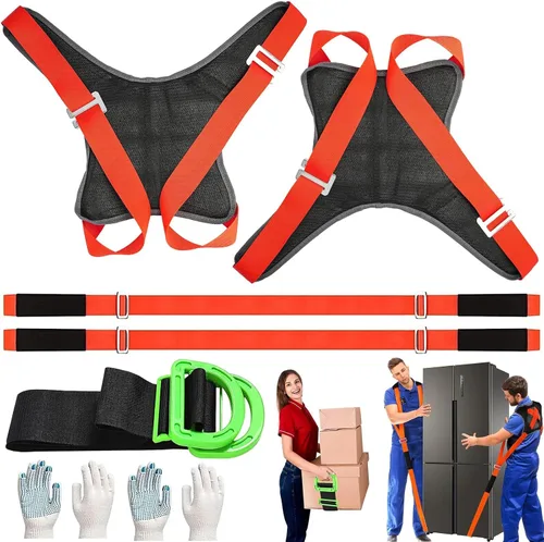 Vista 9 de Correas para mover muebles con hebilla en el pecho, correa de elevación para 2 mudanzas, correas de hombro para mover con correa de elevación para 1