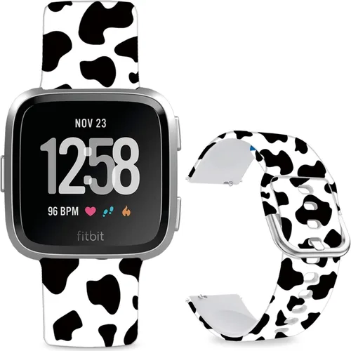 Vista 8 de Correas de reloj de silicona suave compatibles con Fitbit Versa 2/Versa/Fitbit Versa Lite/SE, correa de repuesto con bonito patrón floral de 0.98