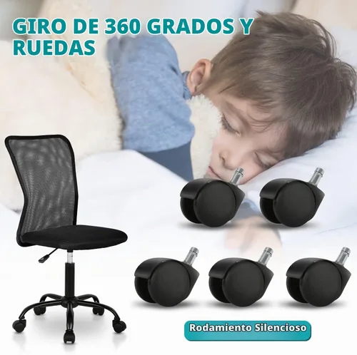 Vista 7 de Sillas de Oficina en Casa Sillas de Escritorio Pequeñas Ergonómicas Sin Brazos para Computadora Sillas Cómodas con Ruedas Silla de Tarea Silla