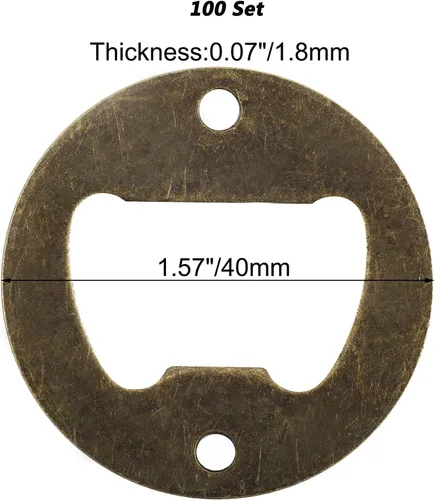 Vista 2 de Paquete de 100 piezas de acero inoxidable para abridor de botellas, kit de piezas de hardware montadas en la pared, kit de bricolaje con 200