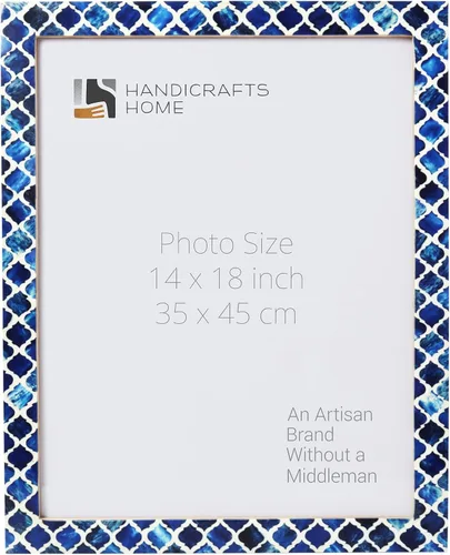 Vista 103 de Handicrafts Home Marco de fotos azul con incrustaciones de hueso de mosaico Azul-Indigo Mosaico