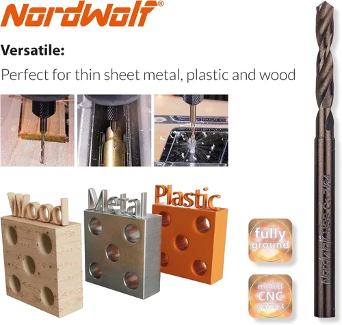 Vista 3 de NordWolf Juego de 8 brocas multiusos de cobalto M35, con vástago recto de 1/8 pulgadas para herramientas rotativas, tamaños SAE