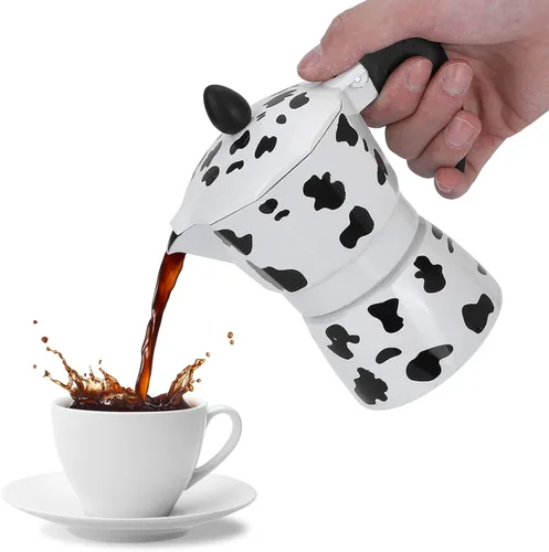 Vista 7 de Moka - Cafetera de aluminio para estufa, cafetera italiana, cafetera de café, cafetera de café, cafetera de café expreso para camping, manual