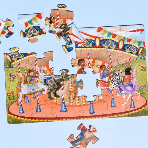Vista 4 de Upbounders - Joyful Carousel - Rompecabezas para principiantes de 24 piezas para niños pequeños de 3 a 5 años, rompecabezas preescolar con niños