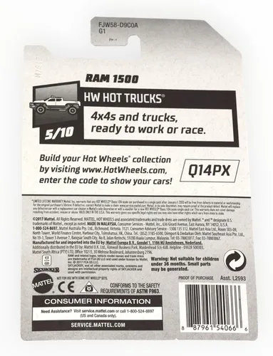 Vista 2 de Hot Wheels 2018 50 aniversario HW Hot Trucks Dodge Ram 1500 10/365, rojo
