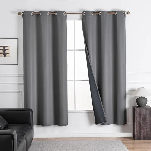 Vista 13 de NANPIPER Cortinas 100% opacas para dormitorio, juego de 2 paneles de 54 pulgadas de largo, cortinas de tratamiento de ventanas con aislamiento