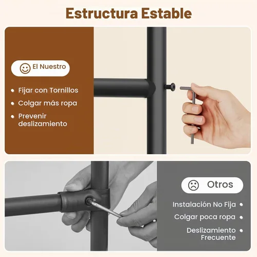 Vista 6 de Hoctieon Estante de doble barra Z, estantes de ropa rodantes con base en Z, perchero ajustable para ropa, perchero de pie para ropa de pie, perchero