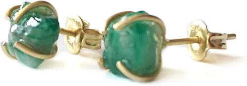 Vista 11 de Aretes de tuerca de cristal con piedra natal para mujer