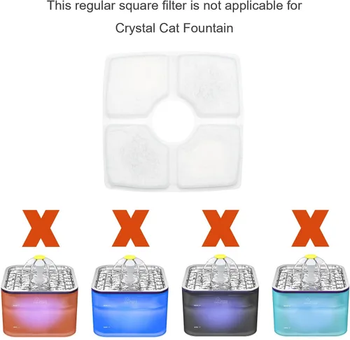 Vista 3 de Wonder Creature Filtro de fuente Cat para fuente de agua cúbica para gatos, 4 filtros de carbono y 2 esponjas de prefiltro, filtro elíptico