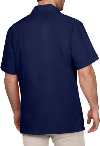 Vista 3 de NE PEOPLE Camisa de manga corta con botones de guayabera cubana para hombre, S-4XL