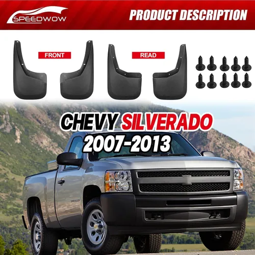 Vista 6 de SPEEDWOW - Juego de 4 protectores de salpicaduras para parabrisas y neumáticos para Chevy Silverado 2007-2013, sin necesidad de taladrar agujeros