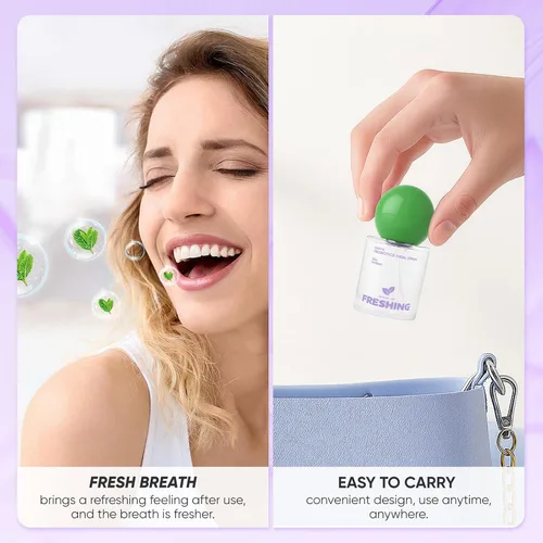 Vista 8 de Spray oral probiótico, combo de sabor a menta y melocotón, espray de aliento con prebióticos y probióticos, frescura duradera, sin alcohol, cómodo