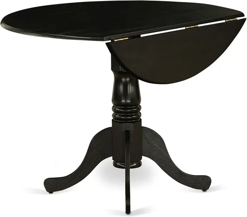 Vista 5 de East West Furniture DLLA3-ABK-47 - Juego de mesa de comedor de 3 piezas que contiene una mesa de cocina redonda con gotas y 2 sillas de comedor