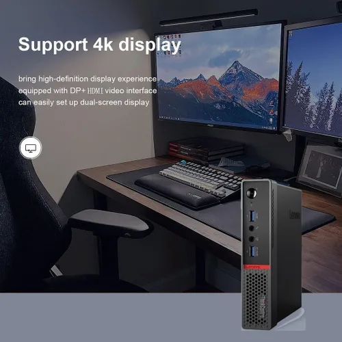 Vista 3 de Lenovo ThinkCentre M600 Mini computadora de escritorio, Intel Celeron N3000 hasta 2.24 GHz, 8 GB de RAM, 256 GB SSD, WiFi/BT, soporte DisplayPort