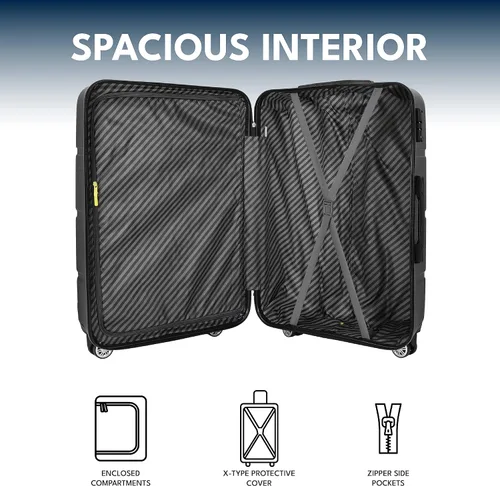 Vista 8 de SAS Travel Juego de 3 maletas con ruedas, artículos esenciales de viaje, ruedas giratorias, cerradura, estuche rígido, con equipaje de mano y maleta