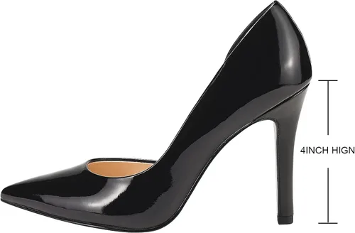 Vista 3 de JENN ARDOR Zapatos de tacón alto sin cordones para mujer, punta puntiaguda, clásicos, de 4 pulgadas, para fiesta, tacones de aguja