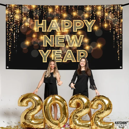 Vista 2 de KatchOn, XtraLarge - Cartel de feliz año nuevo – 72 x 44 pulgadas Fondo de feliz año nuevo para decoraciones de Año Nuevo 2026 Cartel de víspera