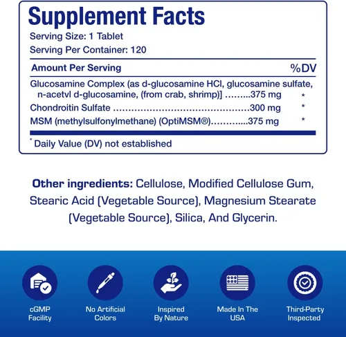 Vista 2 de Glucosamina condroitina MSM de alta absorción, fórmula clínica, suplemento de tendón y ligamento articular óseo con condroitina MSM glucosamina, sin