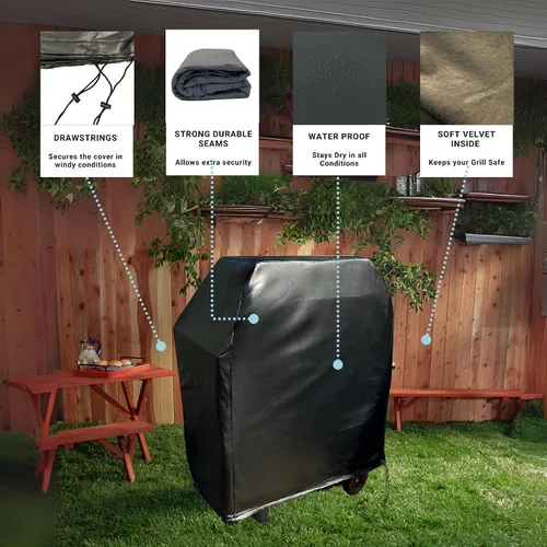 Vista 3 de Formosa - Funda impermeable para parrilla independiente para barbacoa, duradera y grande, protege tu barbacoa, S se adapta a parrillas de Weber