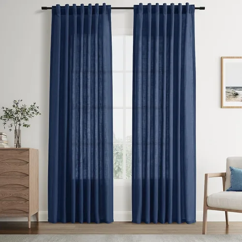 Vista 36 de Joywell - Cortinas de lino de 96 pulgadas de largo para sala de estar Natural