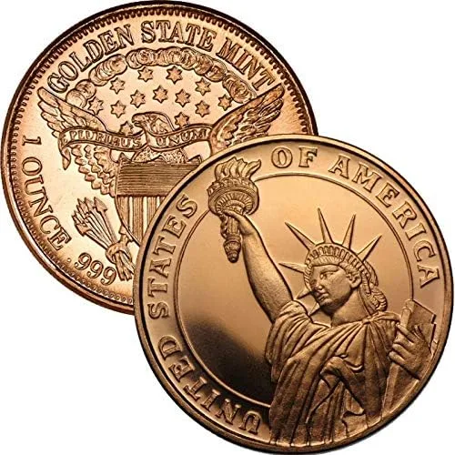 Vista 10 de Moneda redonda de cobre puro .999 de 1 oz (Apolo 11 50 aniversario)
