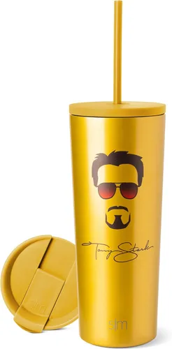 Vista 8 de Simple Modern - Vaso aislado con tapa abatible y tapa con pajilla de Los Vengadores de Marvel, botella de agua reutilizable de acero inoxidable