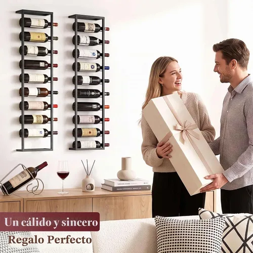 Vista 9 de Soporte para botellas de vino montado en la pared, estante para 10 botellas