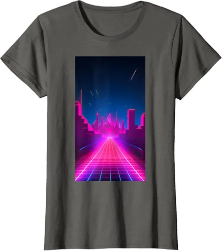 Vista 5 de Camiseta Retrowave Street 80s Vaporwave Synthwave, Negro -, Pequeña
