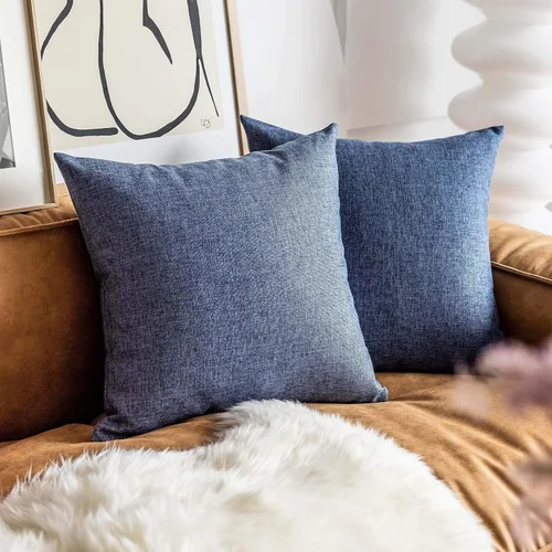 Vista 34 de Fundas de almohada decorativas Demetex grises 18x18, fundas de almohada cuadradas de lino para sofá, fundas de almohada estilo granja para cama