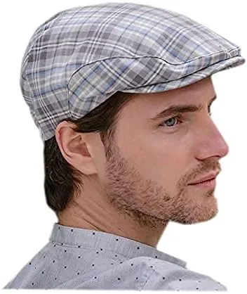 Vista 2 de Gorra escamosa de lino vintage - cuadros grises