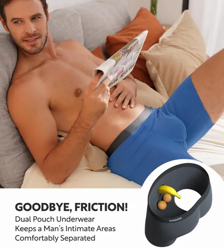 Vista 5 de Separatec Calzoncillos tipo bóxer para hombre con bolsa de bola, transpirable, rayón refrescante, hecho de ropa interior de bambú, paquete de 3 o 6