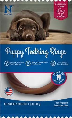 Vista 23 de N-Bone Anillos de dentición para cachorros, sabor a mantequilla de maní, masticables naturales para la dentición y golosinas para masticar, ayuda a