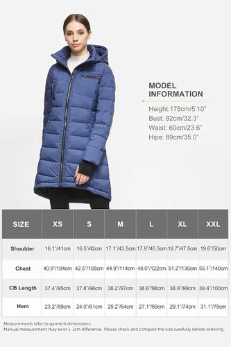 Vista 6 de Orolay - Chaqueta de plumón para mujer, abrigo de longitud media