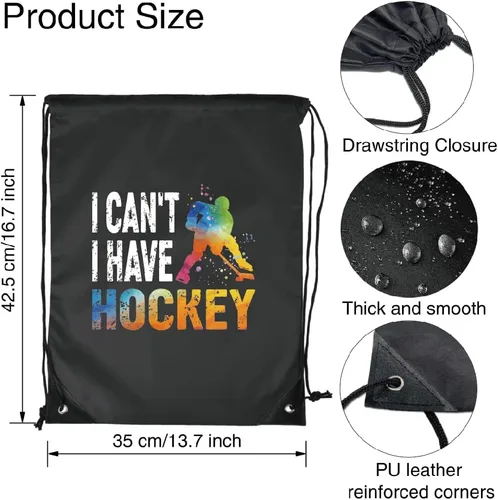 Vista 2 de Pishovi I Can I Have Hockey - Bolsa deportiva impermeable con cordón para hombre y mujer, regalos de jugador de hockey, regalo de hockey