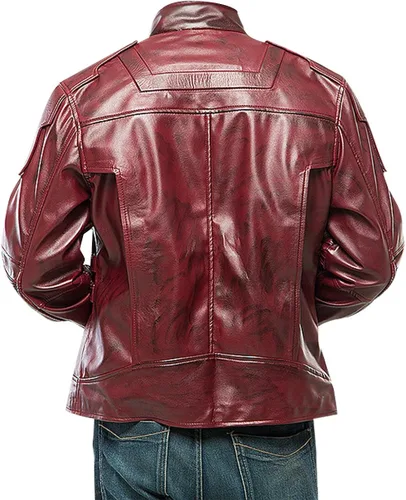 Vista 5 de LP-FACON Disfraz de superhéroe Star Biker Maroon Cosplay Chaqueta de cuero sintéticoreal
