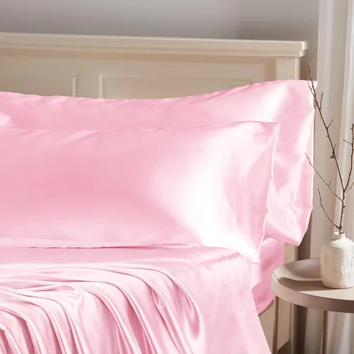 Vista 25 de Manyshofu - Funda de almohada de satén beige para protección del cabello - 2 piezas, fundas de almohada estándar, lujosas y sedosas, fundas
