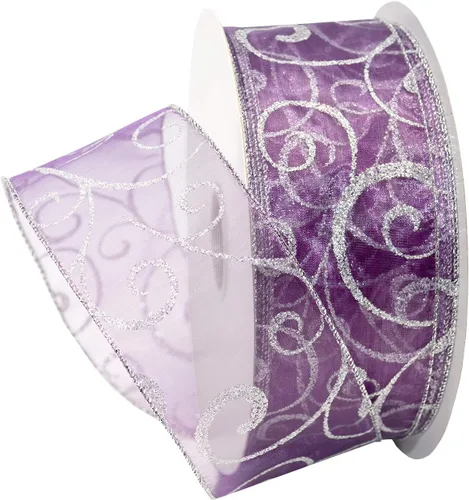 Vista 31 de Morex Ribbon Cintas transparentes con purpurina con espiral, cinta navideña para manualidades y decoraciones de Navidad, envoltura de regalos, 1.5