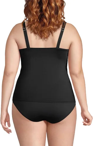 Vista 2 de Lands' End Traje de baño tankini con cuello cuadrado y tirantes ajustables para mujer