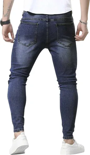 Vista 3 de HUNGSON Skinny Jeans for Men Stretch Slim Fit Ripped Distressed 2024-azul