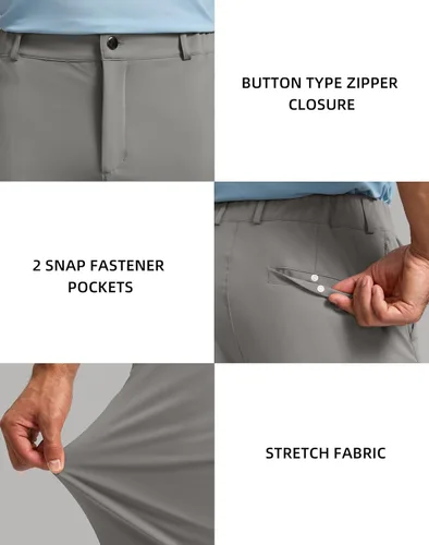 Vista 5 de Soothfeel Pantalones de golf para hombre con 5 bolsillos, ajustados, elásticos, casuales, de viaje, pantalones de trabajo para hombre