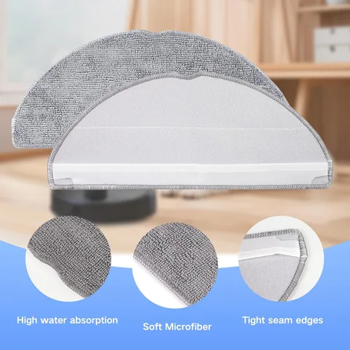 Vista 4 de Paquete de 6 almohadillas para trapeador roborock Q7 M5/M5+, Q7 L5/L5+ robot aspirador Not for Q7, Q7 MAX, Reusable Mop Cloths & Ultra Absorbent