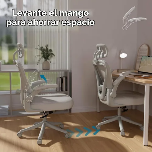 Vista 4 de SeekFancy Silla de oficina ergonómica M903, silla de escritorio para computadora con ruedas, silla de oficina de malla con respaldo alto con soporte