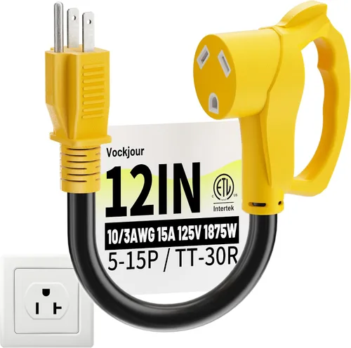 Vista 9 de Vockjour Cable adaptador RV de 50 amperios a 110 de 12 pulgadas, STW 15A 5-15P to 14-50R