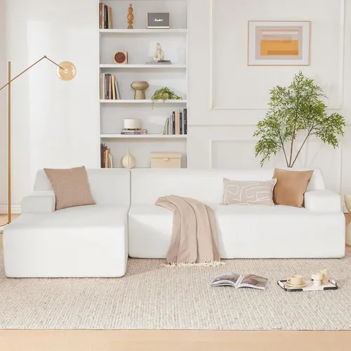 Vista 31 de Sofá seccional modular de 108", sofá seccional Cloud con asiento profundo, sofá modular moderno en forma de L con chaise, sofás tapizados sin Beige