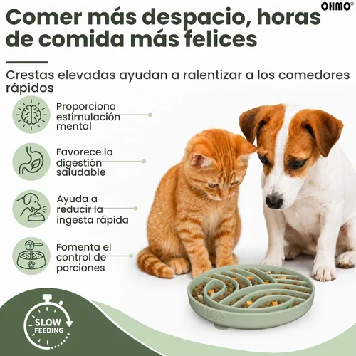 Vista 3 de OHMO Slow Feeder Dog Bowl, 5.9" Lick Mat for Dogs, Tree of Life, Sage Green Verde salvia
