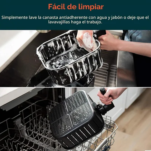 Vista 7 de COSORI Accesorios para freidora de aire, cesta original de repuesto de 5.8 cuartos de galón para freidora COSORI CP358-AF, CS358-AF, antiadherente